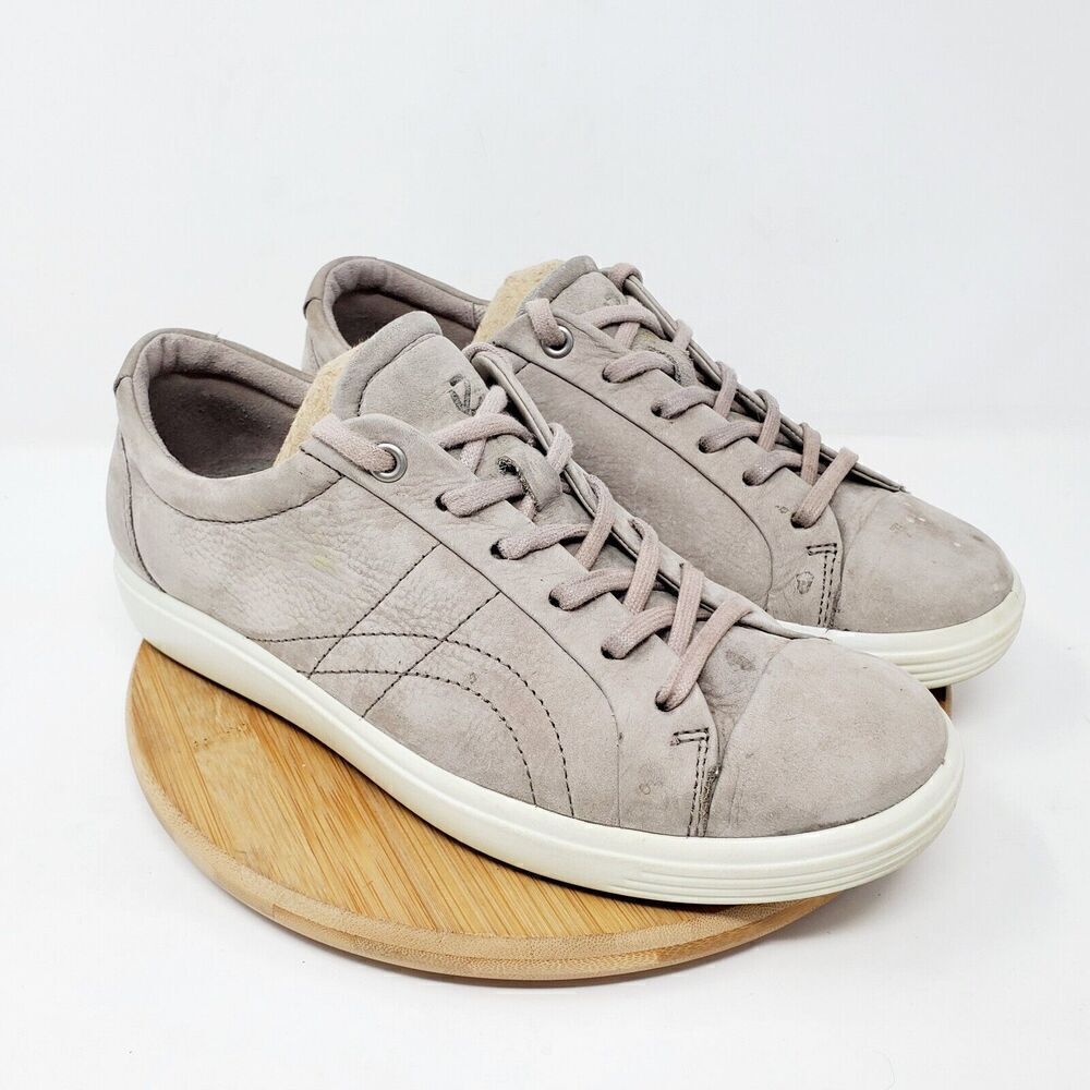 ECCO Soft 7 Stitch‎ Tie Sneakers Womens 39 Warm Grey Comfort Shoes Extra Width